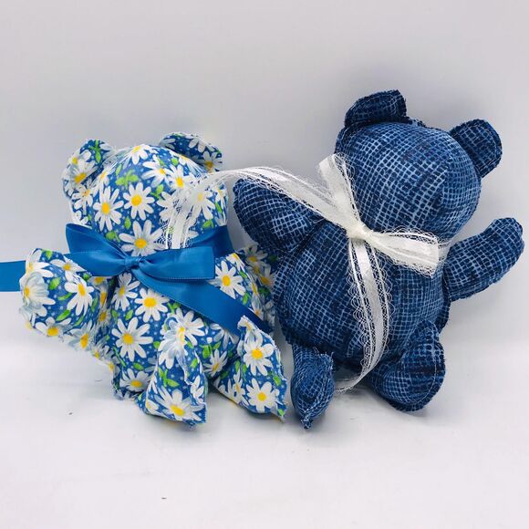 Handmade Mini Bears, Shelf Decor or Bowl Fillers Bright Blue Daisy 7.5 Inches - Picture 7 of 9